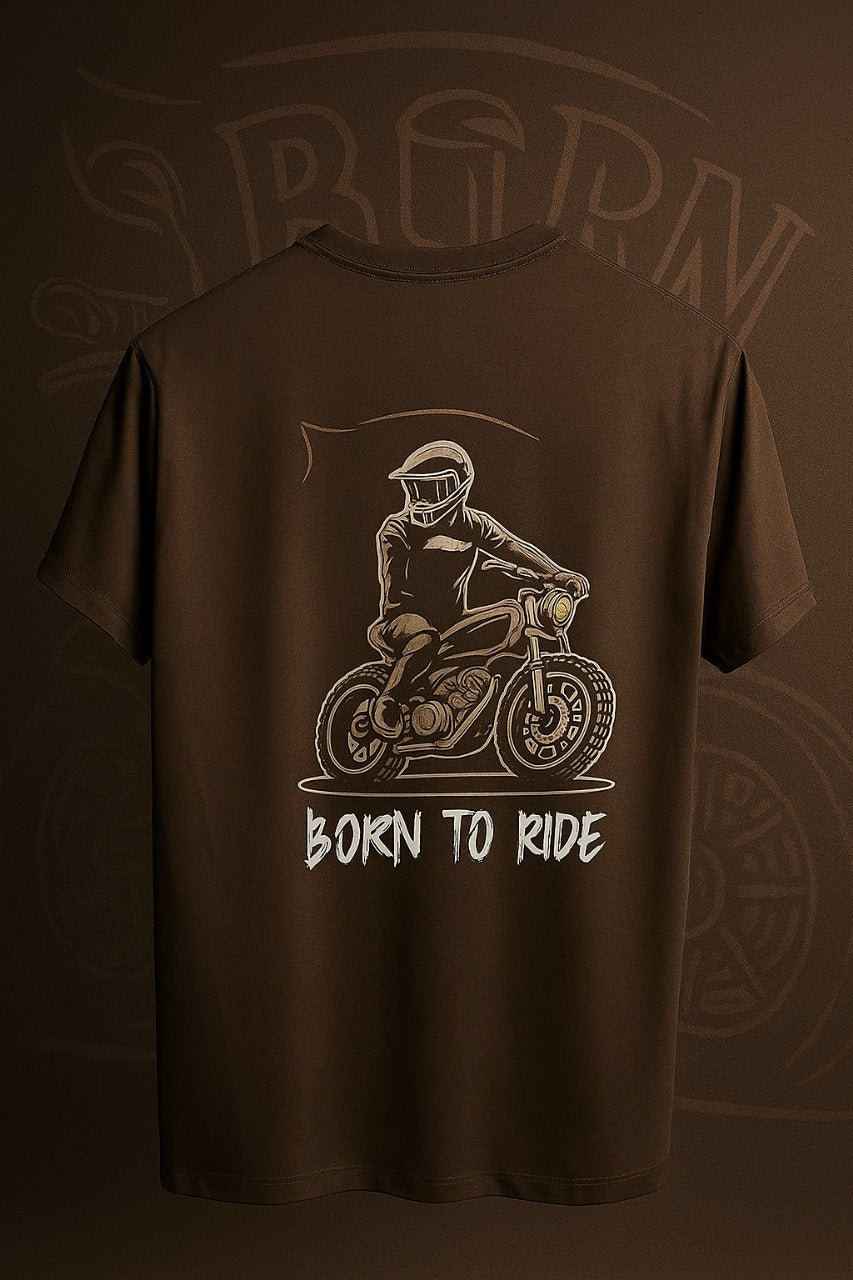 BORN TO RIDE SINGLE PRINTED T-SHIRT.