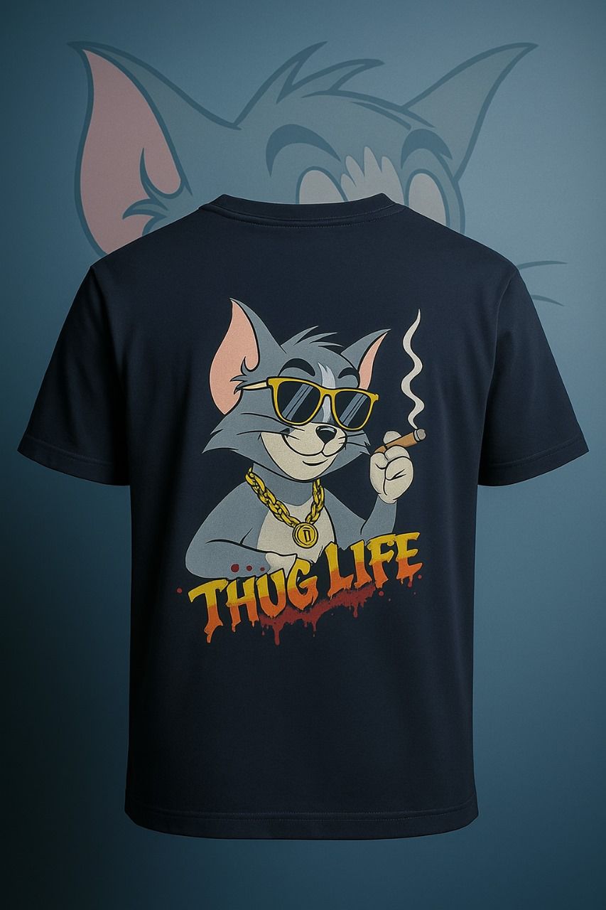 TOM THUG LIFE SINGLE PRINTED T-SHIRT.